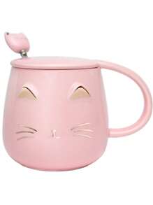 可爱咖啡杯、手工茶杯、水杯、夏季和冬季饮具、礼品、猫咪马克杯、爱猫人士礼品、陶瓷杯、带盖新奇马克杯和不锈钢勺子、儿童、女士和女孩生日礼物、可爱猫咪手工茶杯、独特的热巧克力杯、复活节礼物、母亲节礼物、父亲节礼物、学生返校礼物、毕业礼物、送给朋友的礼物、送给同学的返校礼物 - 彩色 - 查看 16