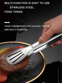 1入組裝不銹鋼燒烤鉗食物夾適用於廚房 - 銀色 - 查看 3