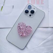 Creative Heart-Shaped Glitter Airbag Phone Stand, Laser Holographic Glitter Heart Shape Foldable Slouchy Phone Holder Stand Compatible With IPhone, Android Phone, Gift For Birthday, Family, Friends Push-Pull Phone Grip, Phone Accessories