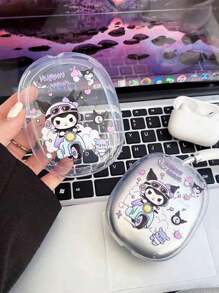 Sanrio 1 Pair Cute Cartoon Transparent Demon Bike Pattern Protective Case Compatible With Airpods Max, Soft Rubber Earmuffs Cover (Earphones Not Included)