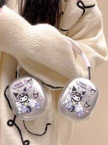 Sanrio 1 Pair Cute Cartoon Transparent Demon Bike Pattern Protective Case Compatible With Airpods Max, Soft Rubber Earmuffs Cover (Earphones Not Included)