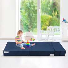 Folding Sofa Bed, Foldable Couch Bed With Pillow, Convertible Sleeper Chair Folding Sofa Mattress, Futon Floor Couch With Memory Foam Washable Cover For Living Room/Bedroom/Guest, Single Size - 藏蓝色 - 查看 3