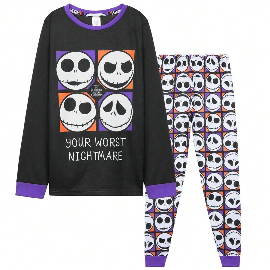 Disney The Nightmare Before Christmas Long Pyjama Set Comfortable 2 Piece Nightwear Gift - Multicolor - View 1