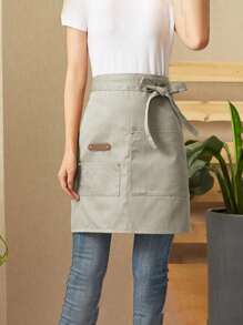 قطعة واحدة من مريلة الطباخ مريلة عمل المطبخ متعددة الألوان مريلة بستره متوسطة الطول مناسبة للجنسين مع جيبين