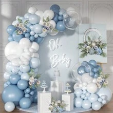 5/10/18Inch Dusty Blue Sage Green White Clear Thickening Latex Balloon Arch Garland Kit For Engagement Wedding Birthday Baby Shower Bridal Shower Theme Party Decorations