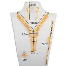 5 件套矩形几何元素围兜项链套装，镀金奢华心形吊坠，法式浪漫迪拜风格，适合婚礼新娘、派对、节日、情侣礼物、妈妈 - 香檳色 - 查看 6