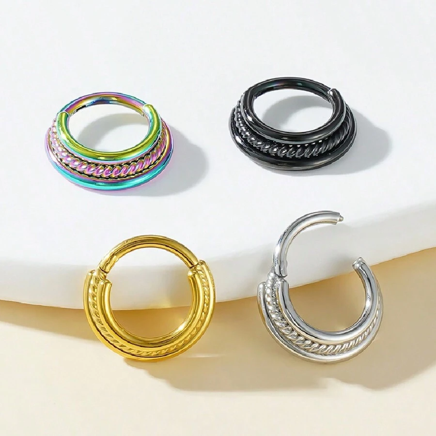 16G 鼻中隔环 316L 不锈钢鼻环 身体穿孔首饰 适用于鼻中隔/鼻子/耳垂 - 不锈钢软骨耳环 男女皆宜