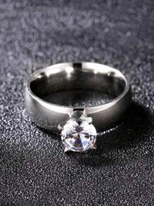2 piezas Anillos de acero inoxidable de moda, elegantes anillos de pareja con diamantes de imitación de para regalo de boda o aniversario
