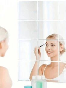 4/6/8 件方形镜面墙贴，2 毫米厚亚克力材质 3D 镜面墙砖，适用于客厅、卧室、厨房、浴室。 - 彩色 - 查看 7