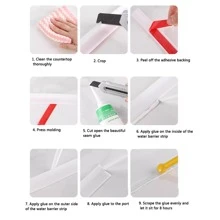 95/195CM Washbasin Countertop Waterproof Strip, Kitchen Countertop Waterproof Sticker, Wall Waterproof Strip, Bathroom Waterproof, Kitchen Decoration, Home Decoration, Need To Be Glued For Better Results! Home Bathroom Decor Summer Back To School