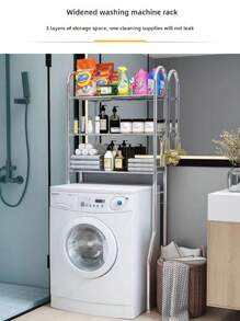 Scaffale a 3 ripiani in acciaio inossidabile per il bagno, scaffale per lavatrice a più livelli, organizzatore magico per il bagno, decorazione estiva per la casa e il ritorno a scuola