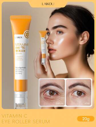 1 件抗衰老 LAIKOU 维生素 C 眼部滚轮，20ml 深层滋养眼部精华减少细纹眼部精华护理适合女性所有肤质送给妈妈、母亲节的礼物眼部护理旅行用品