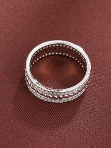 1 Stück Ring mit doppelter Reihe Zirkonia Design für Damen