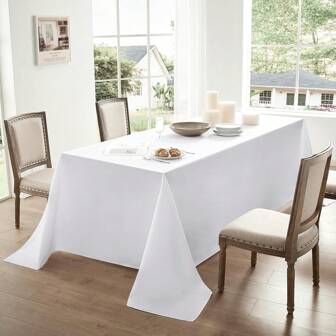 1/2 Set White Rectangular Tablecloths, 60 X 102 Inches, Elegant & Durable - Spill-Proof, Wrinkle-Resistant, Washable Polyester Tablecloths, Suitable For Dining Tables, Buffet Parties, Camping, Restaurants, Holidays, Non-Wedding Events, Indoor & Outdoor Decoration, Party Dining Tables