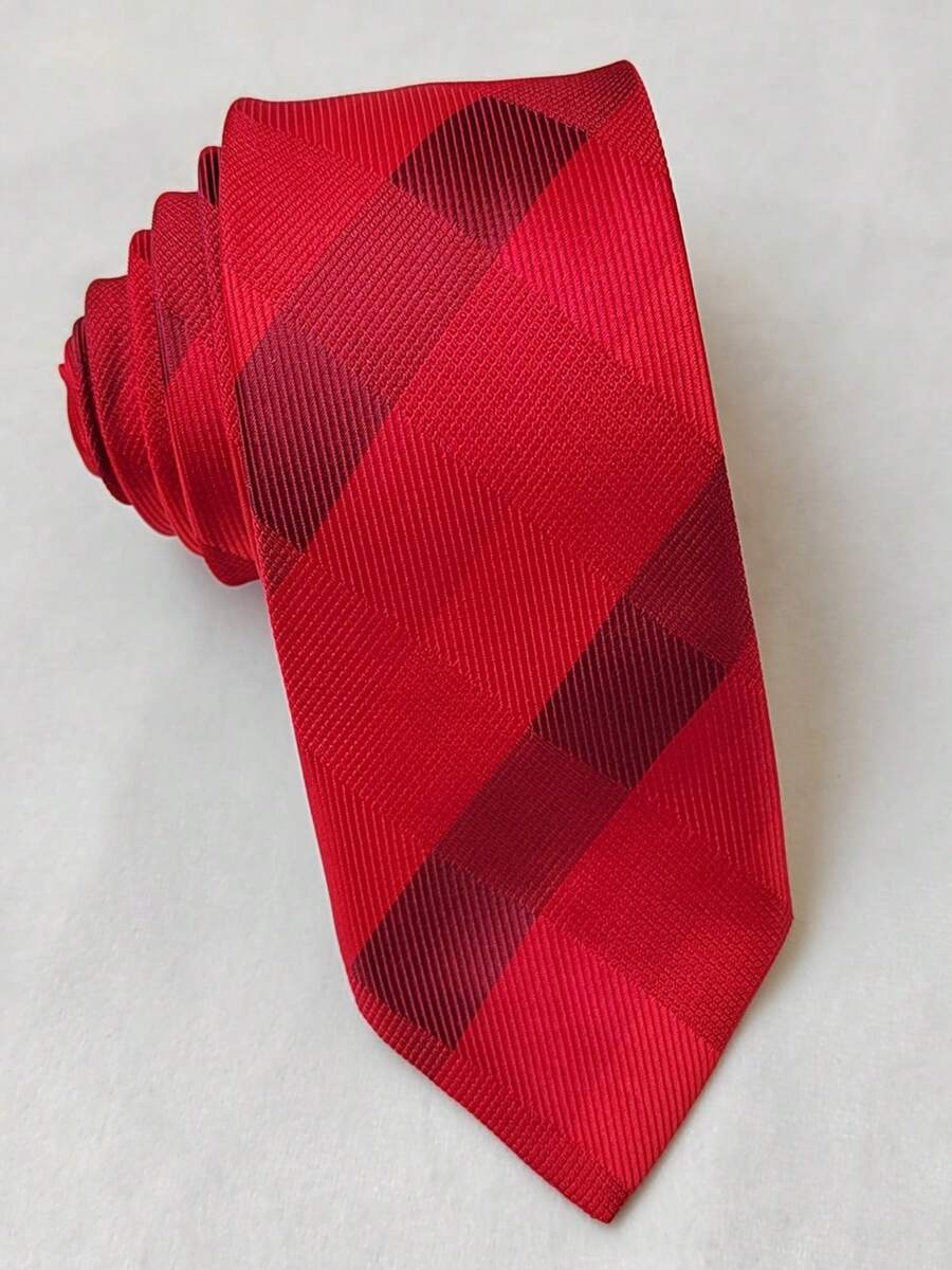 Men's Casual Colorful Plaid Tie (5.5cm) - Đỏ - Xem 1