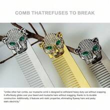 1 件男士奢华胡须梳 - 豹纹设计，金属锌合金，便携式美发造型工具 - 彩色 - 查看 5