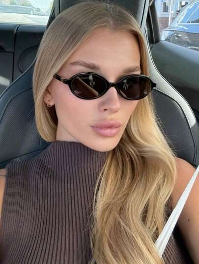 1 par de gafas de moda con montura ovalada pequeña y retro, de uso diario y de estilo elegante, accesorio de playa para mujer, gafas de mujer, gafas de moda de mujer, para otoño/invierno, accesorio de playa, básico vintage Y2K, casual de negocios, vacaciones de verano en la playa, al aire libre, estilo de ocio con montura ovalada, adecuado para salidas, temporada de vuelta al colegio