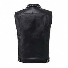 Men's Studded Biker Vest, Vintage Style Punk Rock Faux Leather Waistcoat For Street Performance, Exaggerated Fashion Series
