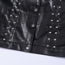 Men's Studded Biker Vest, Vintage Style Punk Rock Faux Leather Waistcoat For Street Performance, Exaggerated Fashion Series