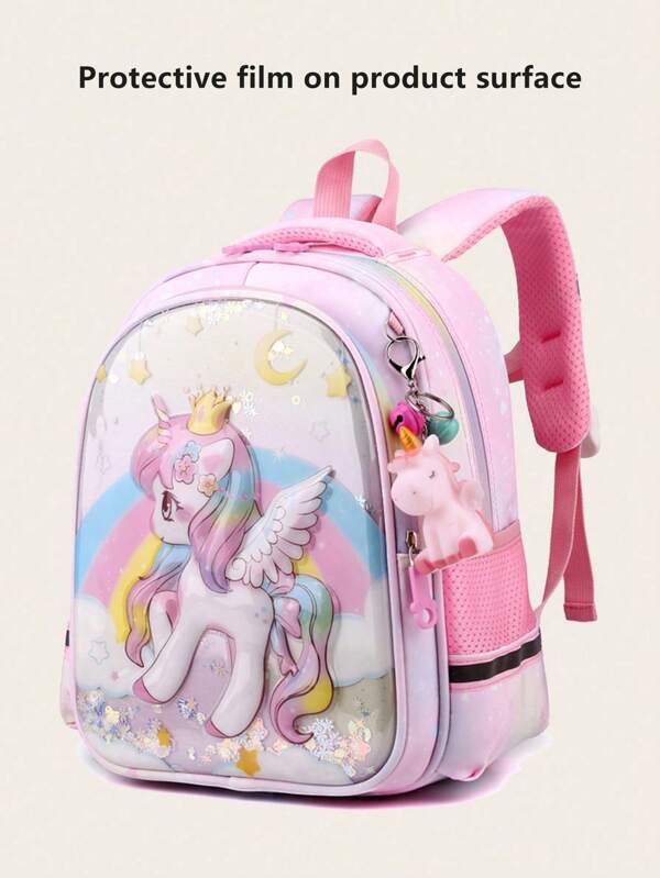 حقيبة ظهر عملية نمط وحيد القرن سستة مع تعليقة حقيبة بنات