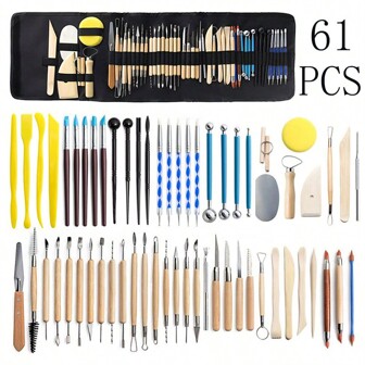 Ceramic Art Tool Set, DIY Handmade Clay Sculpting Tool Kit, Clay Carving Silicone Dotting Pen, Apron