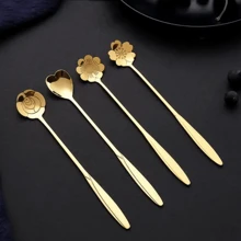 Set da 8 pezzi, posate dorate luxury in acciaio inossidabile: cucchiaini da caffè, cucchiaini da dolce, cucchiaini da gelato, forchette da frutta, adatte per casa, cucina, ristorante, hotel, feste, San Valentino, regali per il ritorno a scuola - Dorato - Visualizzare 3