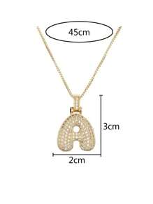Dây chuyền mặt đá Rhinestone trang sức, dây chuyền xương đòn phong cách tối giản của Châu Âu và Mỹ, dây chuyền bóng bay sinh nhật chữ trơn - Vàng - Xem 8