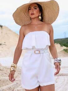 Premium Tailored Jumpsuit With Fringe And Elegant Belt Spring/Summer Fashion - White - View 5