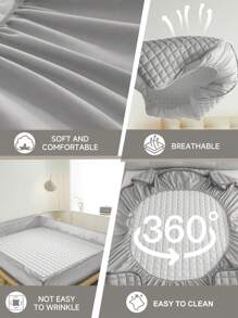 1pc Solid Color Fitted Sheet, Bedding, Fitted Sheet, Mattress Cover, Skin-Friendly Bedding, Soft Comfortable, Thickening Quilted Bed Cover , Deep Pocket Mattress Protector, Breathable Mattress Protector, Made Of Soft And Breathable Fabric, Fitted Bottom Sheet For Twin, Full, King, Queen Size, Machine Washable (Without Pillowcase),For Mother's Day Gift, Perfect Holiday Gift