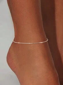 FOREVER QUEEN 1 Pezzo Cavigliera in argento sterling S925 per donne, catena semplice a forma di osso di serpente ottagonale, cavigliera semplice, regalo migliore amica, regalo per mamma, sorelle, fidanzata per Natale