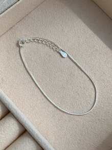 FOREVER QUEEN 1 Pezzo Cavigliera in argento sterling S925 per donne, catena semplice a forma di osso di serpente ottagonale, cavigliera semplice, regalo migliore amica, regalo per mamma, sorelle, fidanzata per Natale