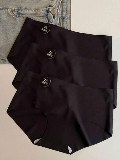 3条装女士无缝纯色丁字裤，7A隐形弹力面料性感女士内裤，透气舒适基础款丁字裤