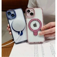 Lulu Yang Acrylic Case Cover With Magsafe Induction And Magsafe Support Flexible Adjustable To Watch Colorful Edge And Camera Film For IPhone 11/12/12 Pro Max/13/13 Pro Max/14/14 Pro Max/15/15 Pro Max/16/16 Pro/16 Pro Max - 淺粉色 - 查看 2