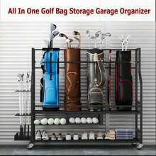Ataucjin Golf Bag Storage Garage Organizer For Garage,Golf Bag Organizer,Golf Bag Storage Stand And Golf Equipment Rack For Garage,Golf Equipment Accessories Stand For Garage,Shed,Basement - Black-45.7"L X 16"W X 42.2"H - View 5