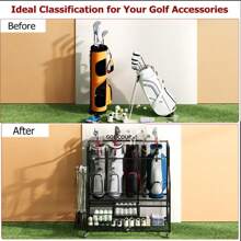 Ataucjin Golf Bag Storage Garage Organizer For Garage,Golf Bag Organizer,Golf Bag Storage Stand And Golf Equipment Rack For Garage,Golf Equipment Accessories Stand For Garage,Shed,Basement - Black-45.7"L X 16"W X 42.2"H - View 6