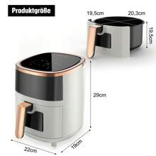 Heißluftfritteuse ohne Öl Air Fryer 4L  1200W- Heissluftfriteuse mit  Sichtfenster | Friteuse Airfryer ohne Öl mit Digitalem Led Touchscreen/Timing(1-60MIN),Touch Control 8 Programmen