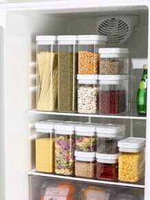 1/2 Pcs Kitchen Airtight Storage Jars, PET Material Dust-Proof Waterproof Pest-Proof Cereal Canister, Stackable Fridge Storage Box, Kitchen Storage Container, Food Storage Box, Rice Storage Box, Suitable For Storing Grains, Rice, Pasta, Flour And Sugar