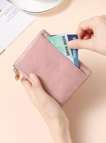 MIYIN Vintage Wallet With Button Closure Business Casual Multiple Card Slots Coin Portable Three-Fold Design Short Wallet Retro Style Zipper Wallet Stylish Button Closure Women's Wallet For Daily Outings Shopping For Women Wallet Purse Wallet Small Wallet - Pink - View 12