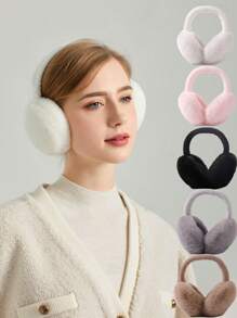 1 pieza Orejeras plegables de invierno cálidas, orejeras de color liso y suave, protección contra el frío para ciclismo, deportes al aire libre, prueba de frío, para estudiantes, como regalo para hombres y mujeres