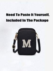 1pc Leisure And Fashion Crossbody Walking Bag With Mobile Phone Cloth Bag Vertical Coin Purse For Girl, Travel, Back To School, Gifts(Alphabet Diy Handmade Bag!!!)