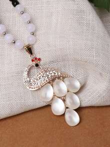 1 buc colier cu pandantiv lung cu mărgele de păun, toamnă/iarnă, colier de pulover pentru femei