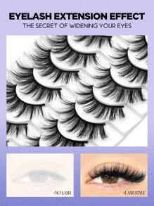 GROINNEYA 10 Pairs Manga Lashes Super Long Faux Mink Eyelashes Dramatic False Eyelashes Full False Eyelashes Makeup Tools (K1) - Black - View 6