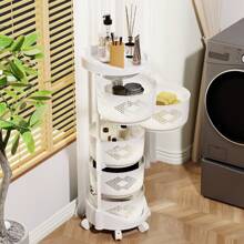 Kitchen Storage Cart, 5 Tier Circular Rotating Basket, Large Storage Rack With 360 Degree Wheels, Fruit And Vegetable Rack, Rotating Basket For Kitchen And Bathroom