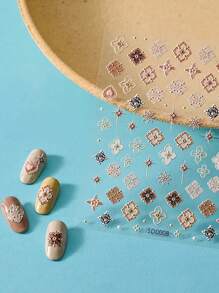 1张5D波西米亚风美甲贴纸 - 1张5D自粘浮雕美甲贴纸 - 5D爱心星形美甲贴纸，美甲装饰，DIY美甲设计美甲贴花 - 彩色 - 查看 5