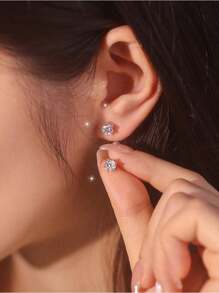 1Pair Moissanite Stud Earrings Luxury Jewelry Gifts For Women S925 Sterling Silver Fine Ladies Jewelry Gift