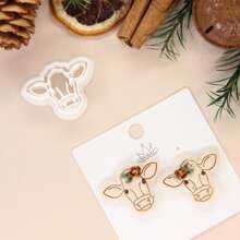 1 件装牛聚合物粘土切割器、用于制作耳环的动物粘土切割器、牛粘土耳环切割器、用于聚合物粘土首饰的草食动物粘土切割器、首饰制作套件 - 白色 - 查看 3