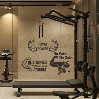 健身墙贴 - 激励健身房名言和锻炼贴纸 - 适合家庭健身房装饰的励志锻炼贴纸 - 易于粘贴的乙烯基墙贴，适合健康和健身爱好者 - 可定制的运动激励图形