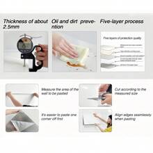 10pcs Marble Pattern Tile Stickers, Waterproof Oilproof Removable PVC Floor Sticker For Kitchen Home Decor