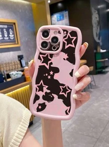 1pc Pink Star Shockproof Phone Case Compatible With Iphone/Galaxy/Infinix/Redmi/OPPO/VIVO/Itel/Tecno/MOTO