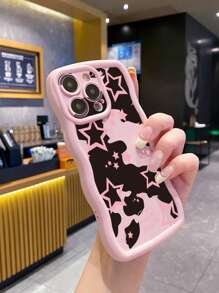 1pc Pink Star Shockproof Phone Case Compatible With Iphone/Galaxy/Infinix/Redmi/OPPO/VIVO/Itel/Tecno/MOTO